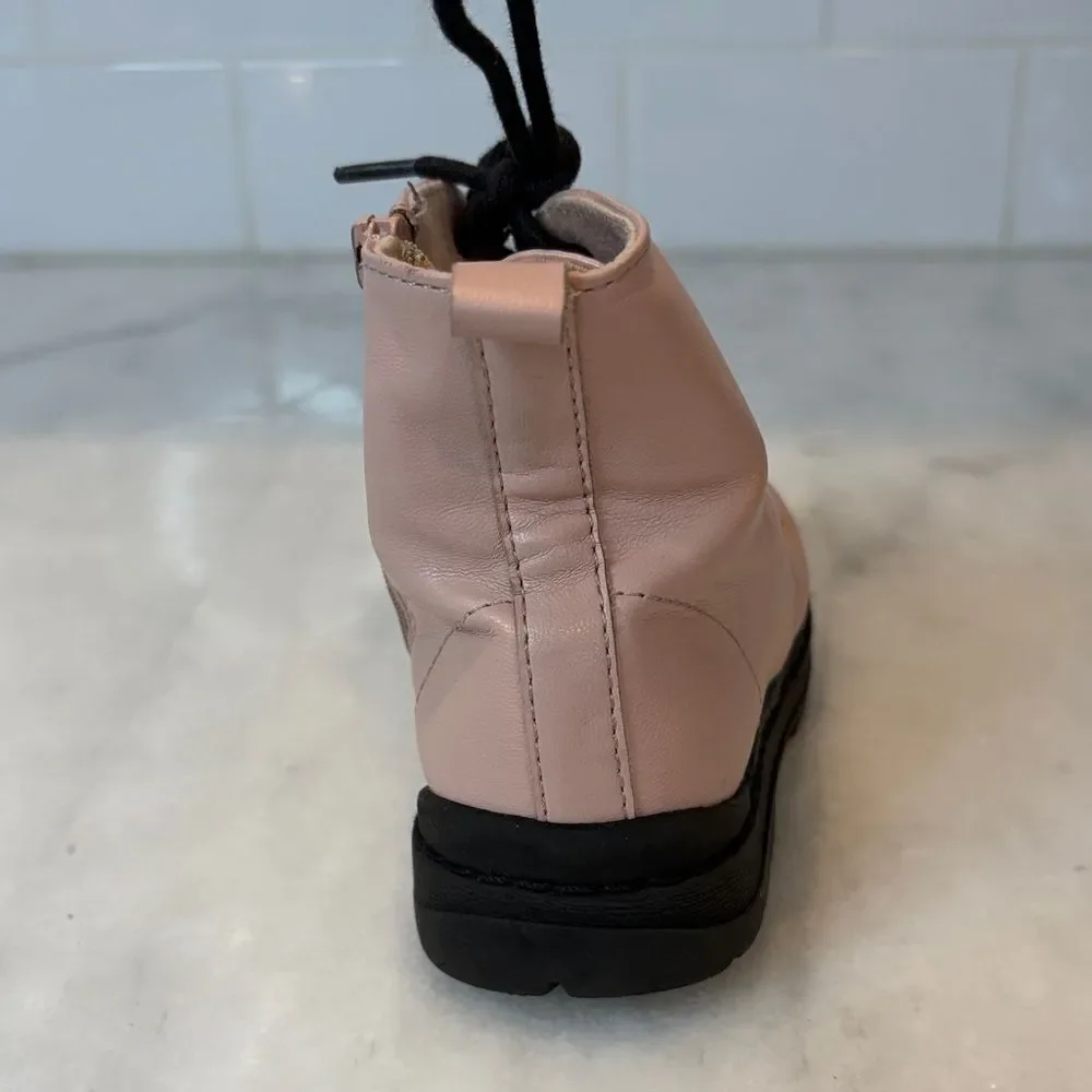 Zara Boots Shoes Pink Lace-Up Kids Combat Boots